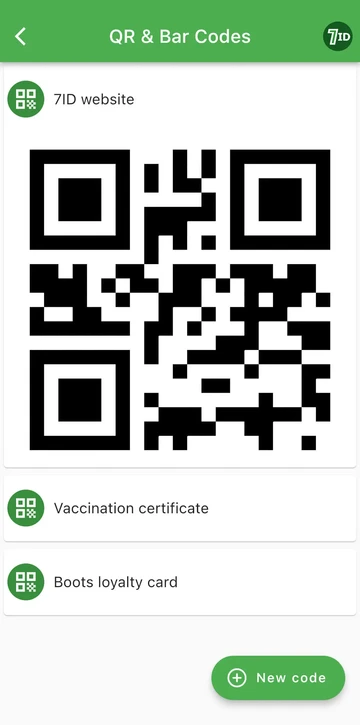 7ID колдонмосу: QR коддоруңузду бир жерде сактаңыз