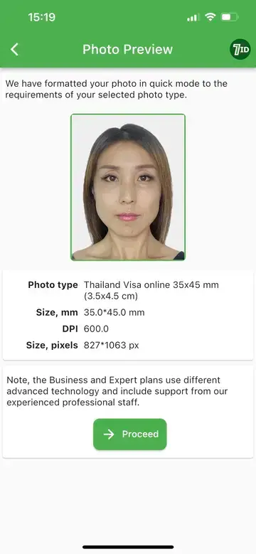 Ứng dụng 7ID: Mẫu ảnh Visa Thái Lan