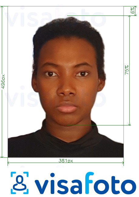 Primer fotografije za Angola vizum online 381x496 točk z natančno specifikacijo velikosti