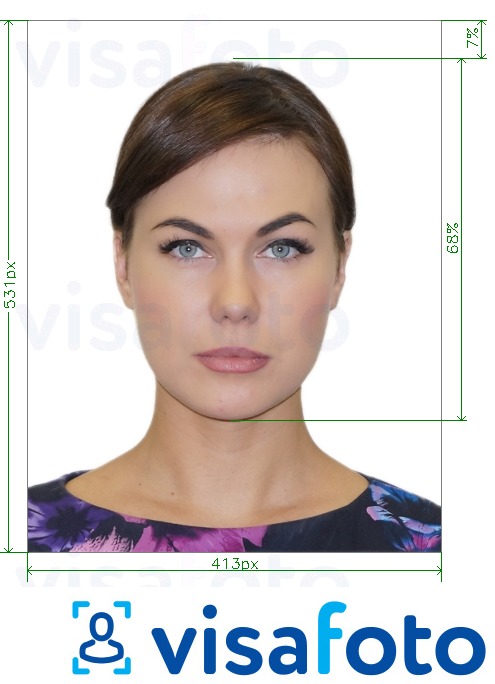 Primer fotografije za Brazilska viza online 413x531 px preko VFSGlobal z natančno specifikacijo velikosti