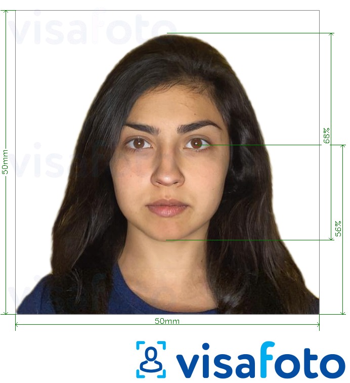 Primer fotografije za Čile Visa 5x5 cm z natančno specifikacijo velikosti