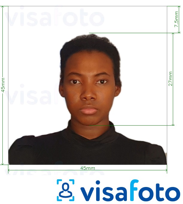 Primer fotografije za Kuba vizum 45x45 mm z natančno specifikacijo velikosti