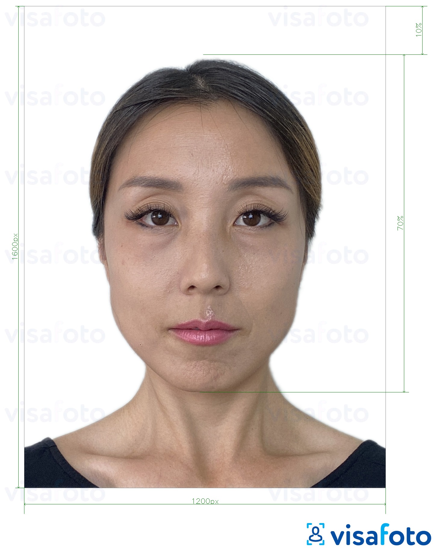 Primer fotografije za Spletni e-potni list za Hong Kong 1200x1600 slikovnih pik z natančno specifikacijo velikosti
