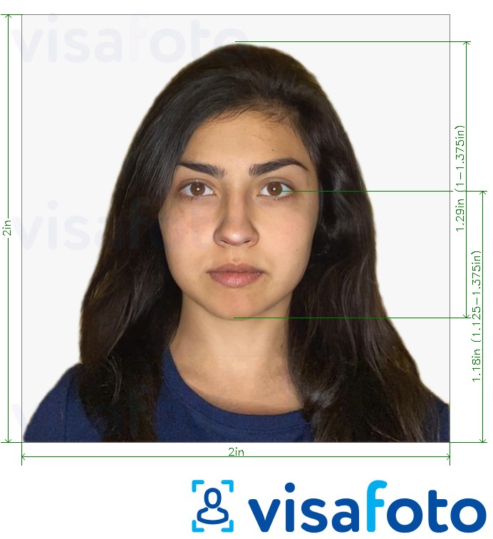 Primer fotografije za Indijski e-vizum za indianvisaonline.gov.in z natančno specifikacijo velikosti