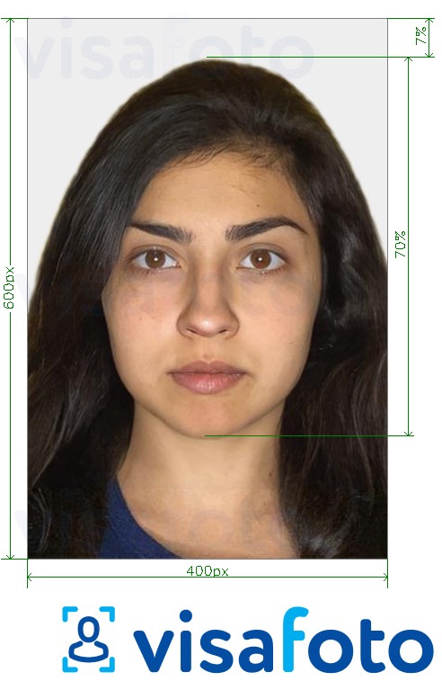 Primer fotografije za Iran e-vizum 600x400 točk z natančno specifikacijo velikosti