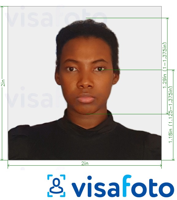 Primer fotografije za Potni list Kenije 2 x 2 cm (51 x 51 mm, 5 x 5 cm) z natančno specifikacijo velikosti