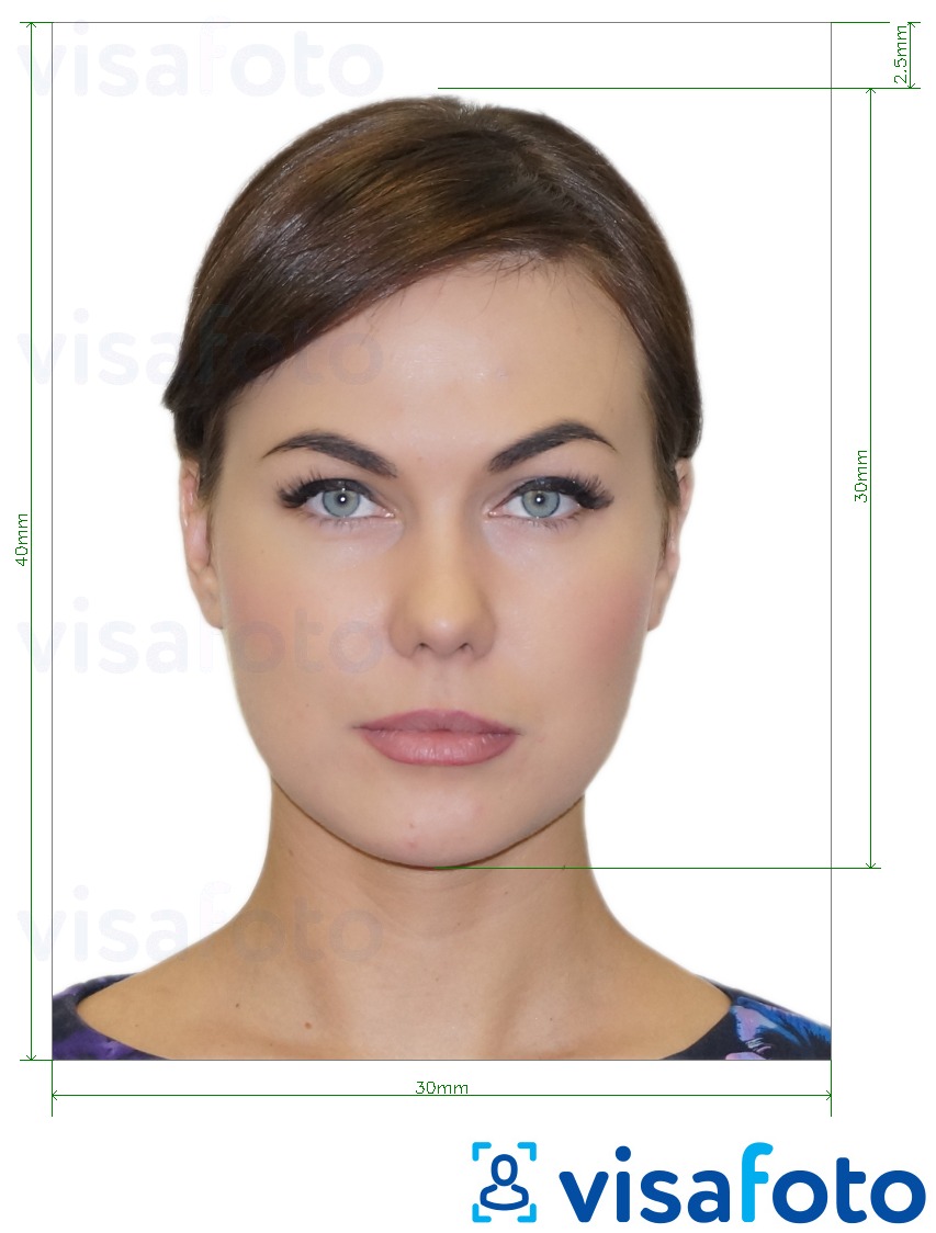 Primer fotografije za Moldova ID kartica (Buletin de identitate) 3 x 4 cm z natančno specifikacijo velikosti