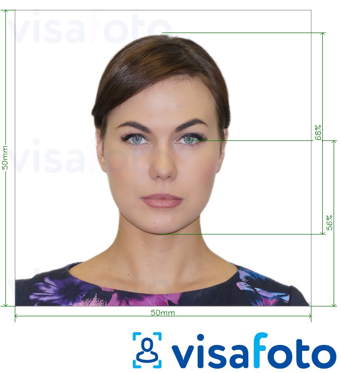Primer fotografije za Paragvajski vizum 5x5 cm z natančno specifikacijo velikosti