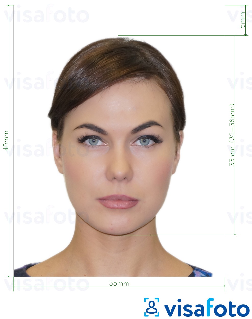 Primer fotografije za Rusko državljanstvo 35x45 mm z natančno specifikacijo velikosti