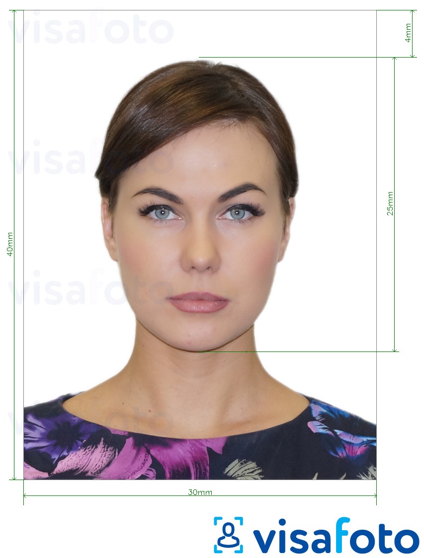 Primer fotografije za Rusko državljanstvo 3x4 cm z natančno specifikacijo velikosti
