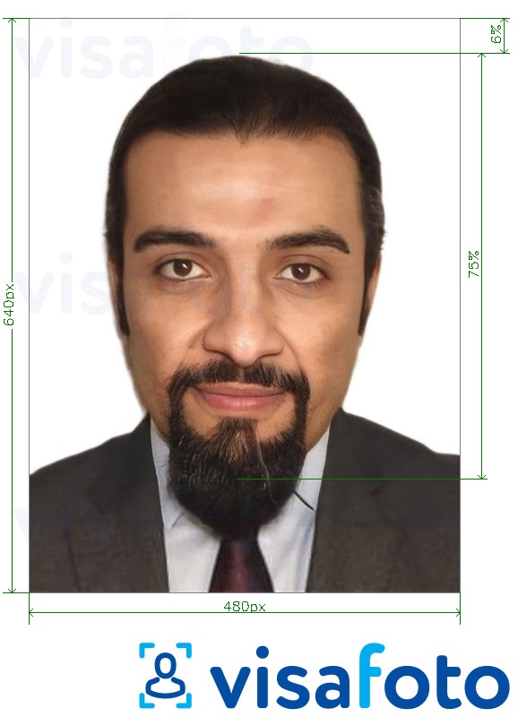 Primer fotografije za Osebna izkaznica Savdske Arabije Absher 640x480 slikovnih pik z natančno specifikacijo velikosti