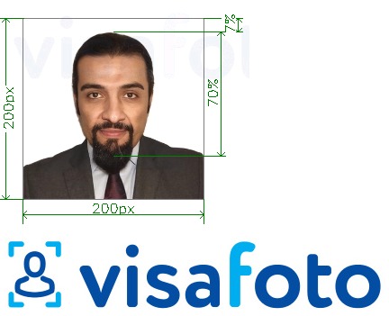 Primer fotografije za Saudova Arabija e-vizum na spletu 200x200 visitsaudi.com z natančno specifikacijo velikosti