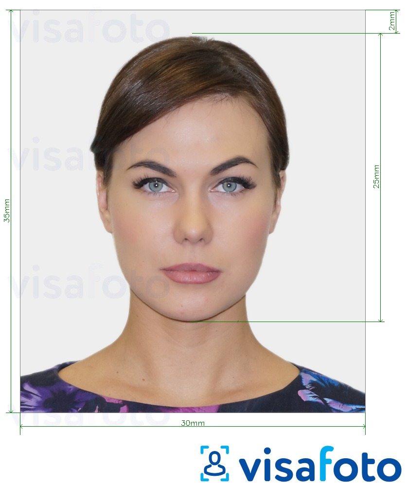 Primer fotografije za Slovaška Visa 30x35 mm (3x3,5 cm) z natančno specifikacijo velikosti