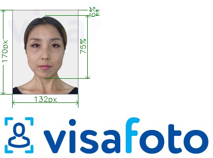 Primer fotografije za Tajska vizum 132x170 slikovnih pik z natančno specifikacijo velikosti