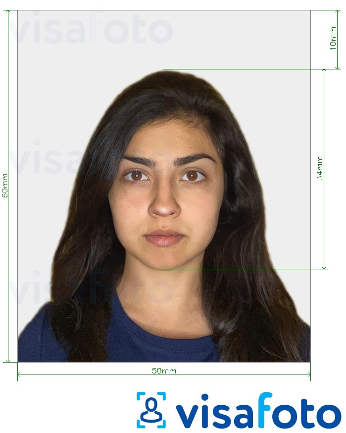 Primer fotografije za Turčija Visa 50x60 mm (5x6 cm) z natančno specifikacijo velikosti