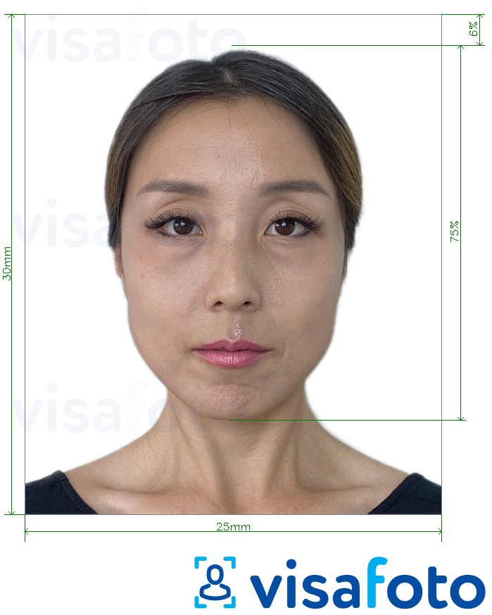 Primer fotografije za Tajvanska osebna izkaznica 30x25 mm z natančno specifikacijo velikosti