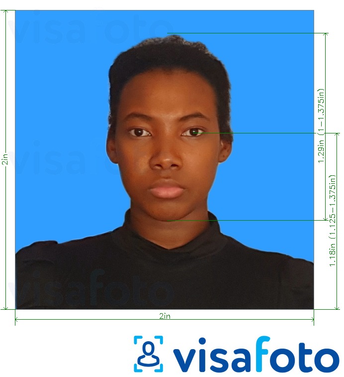 Primer fotografije za Tanzanija Azania Bank 2x2 cm modro ozadje z natančno specifikacijo velikosti