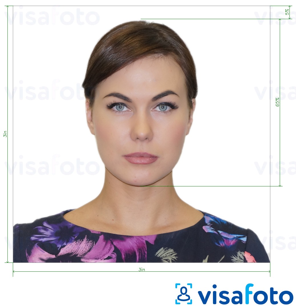 Primer fotografije za USA CCHI ID značka 3x3 palčni z natančno specifikacijo velikosti