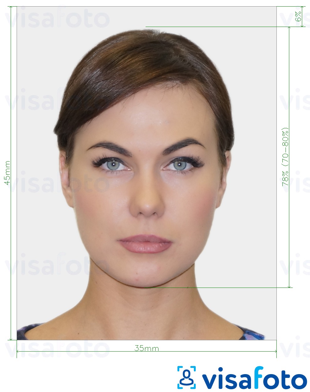 Primer fotografije za Fotografija biometričnega potnega lista z natančno specifikacijo velikosti